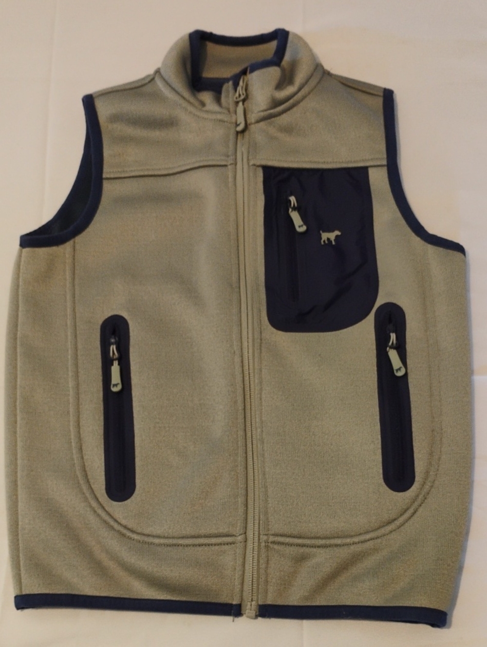 Southern Point Co. Youth XS Bonded Fleece Vest Sage Green Navy Full-Zip